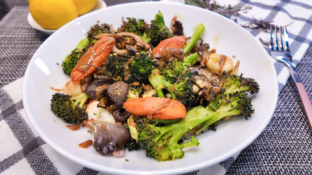 roasted veggies on a white plate