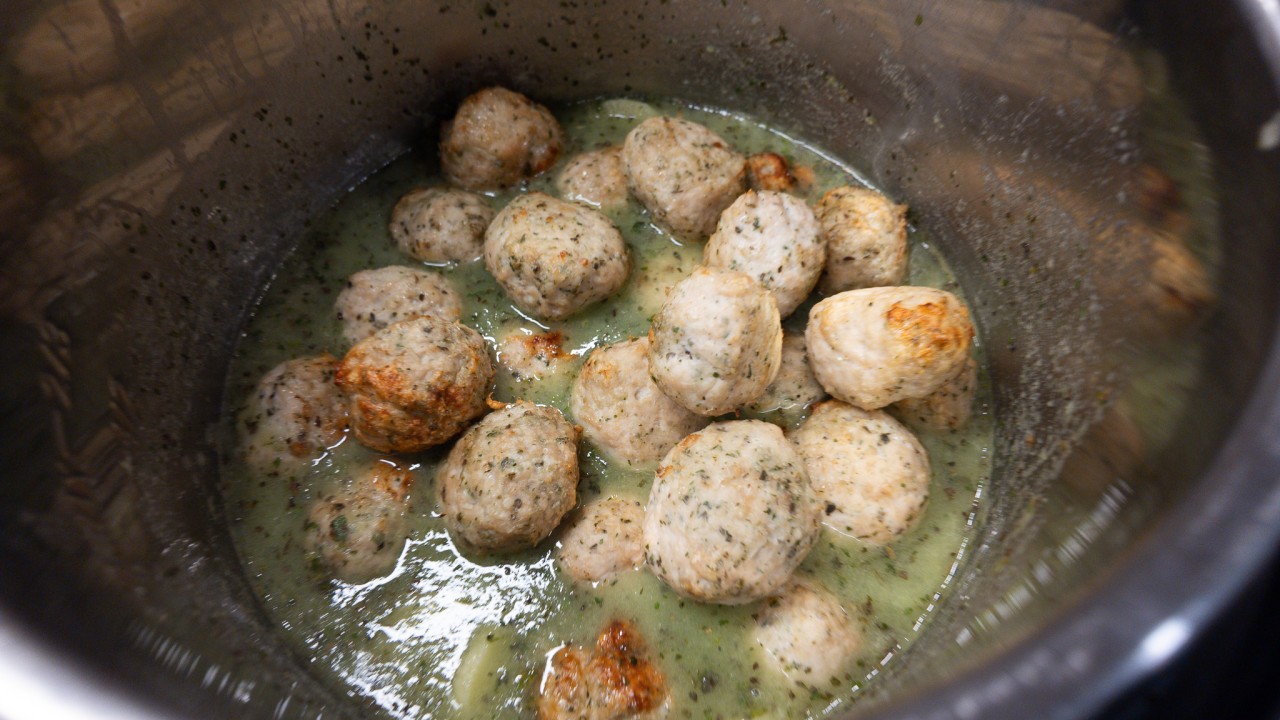 meatballs on top of the soup